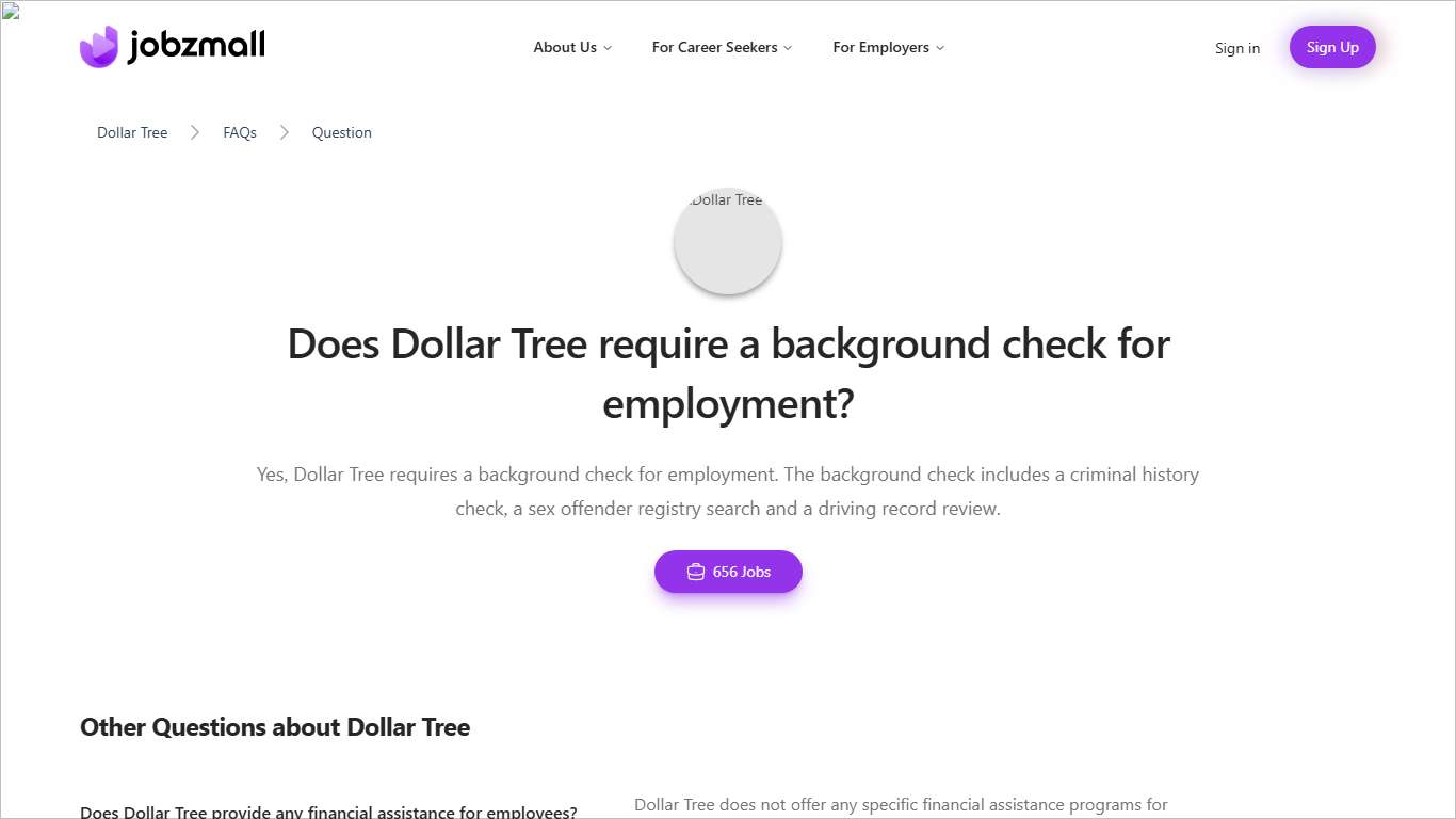 Does Dollar Tree require a background check for employment? Dollar Tree FAQs JobzMall